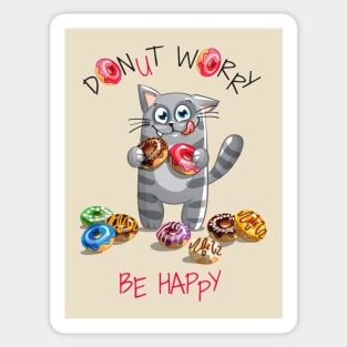 kitty donut worry Sticker